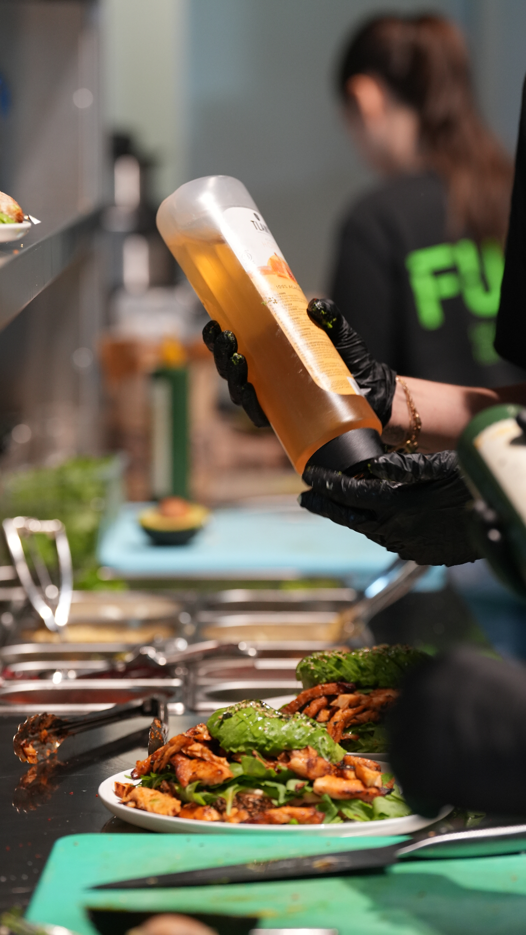 Detail van de open keuken bij Fuel South